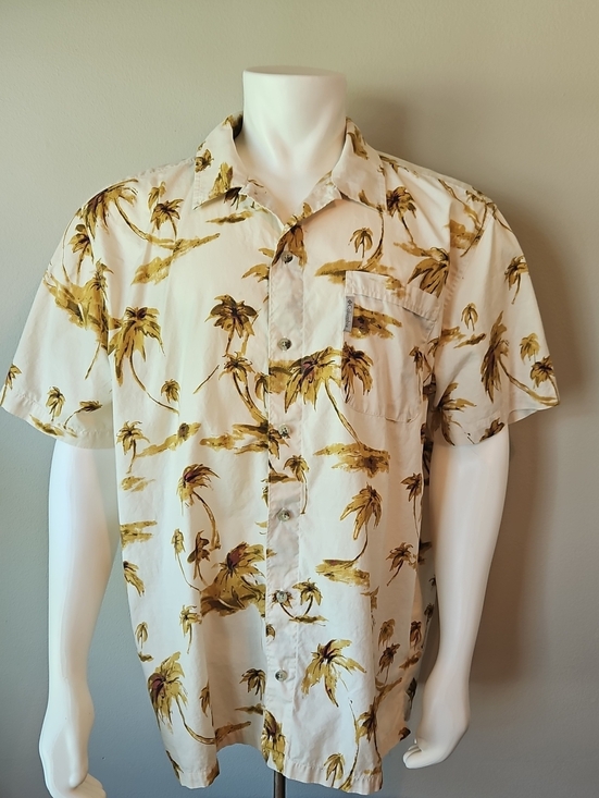 Columbia Sportswear Company Other - Men's Short-Sleeve Palm Print Button-Down Shirt - Cream & Yellow